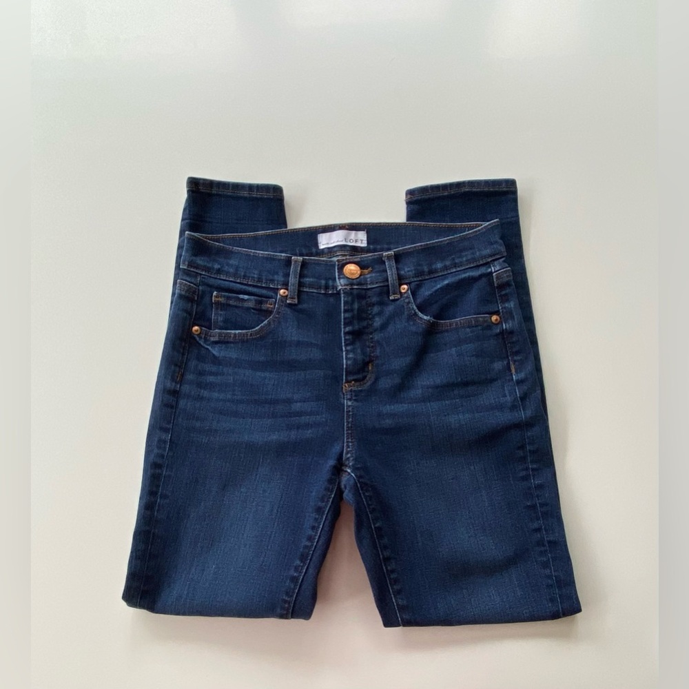 LOFT, Mid-Rise Skinny Jeans, Dark Denim Jeans, Size: 4/27 Petite
